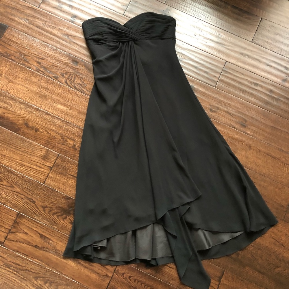 Black cocktail dress. David’s Bridal